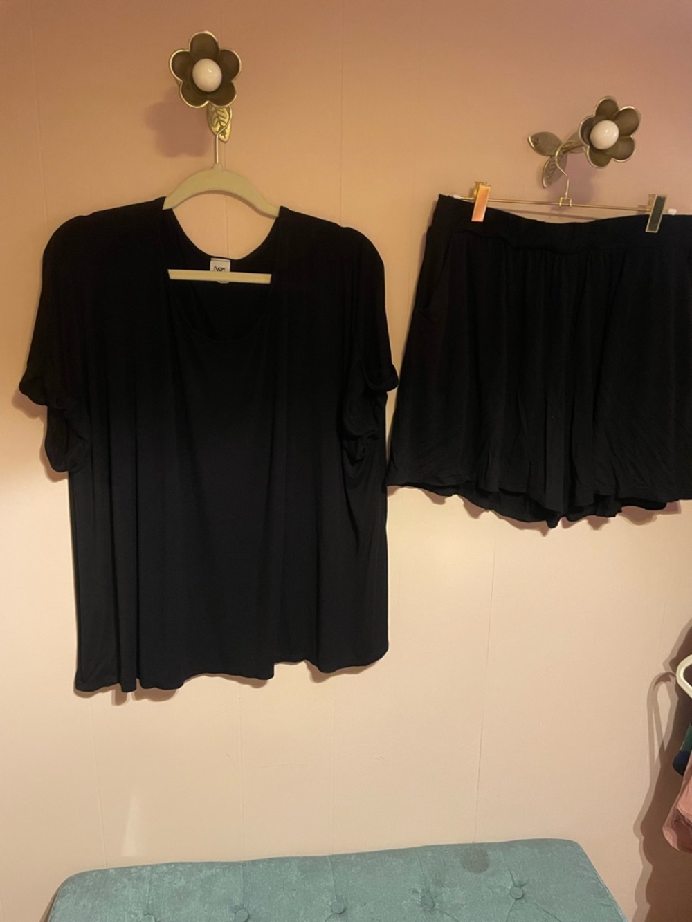 Black Two-Piece Lounge Set - Top & Shorts